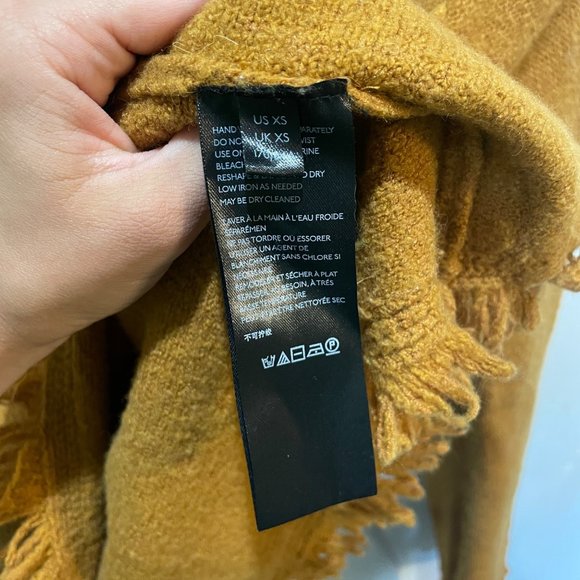 Anthropologie mustard fringe sweater extra small - Picture 3 of 6